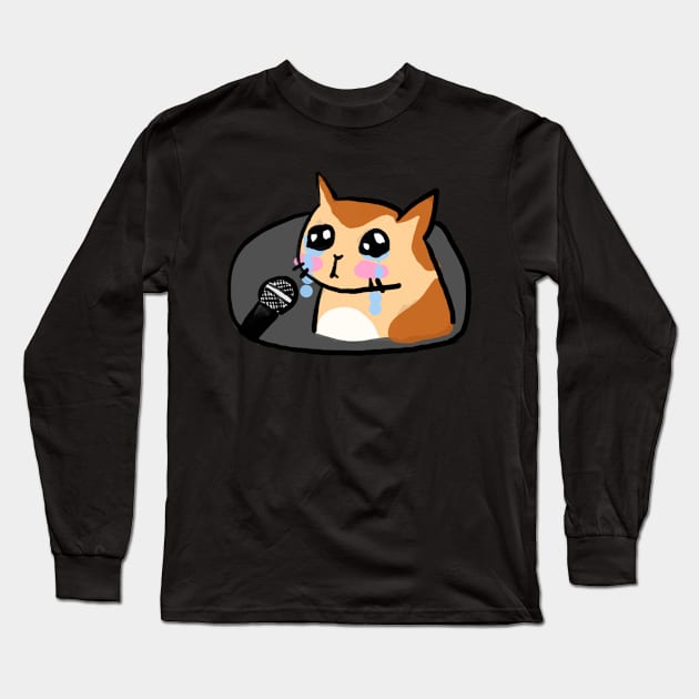 crying cat meme Long Sleeve T-Shirt by sesame doodles